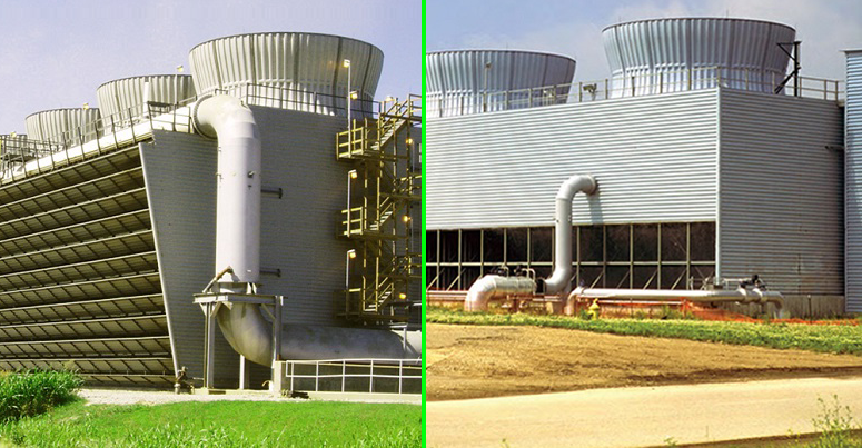 Crossflow vs. counterflow cooling tower