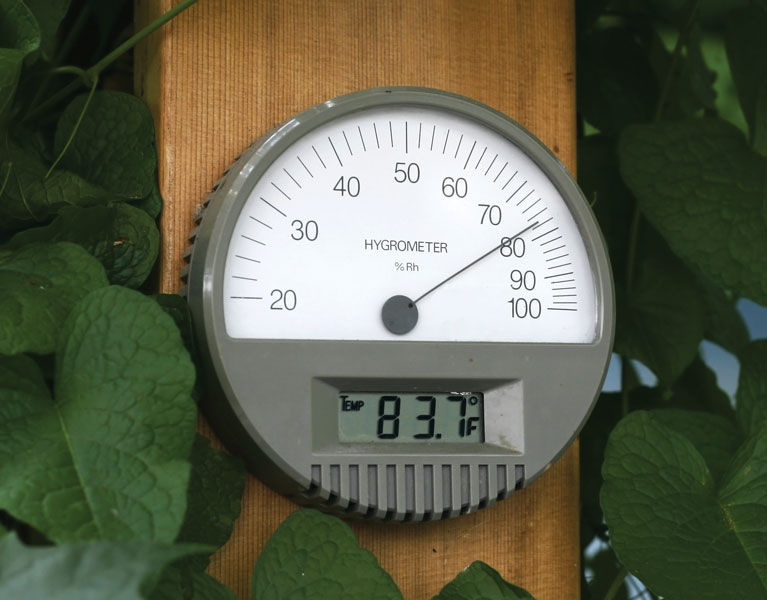 Humidity Measurements. Needle Instruments Hygrometer Closeup