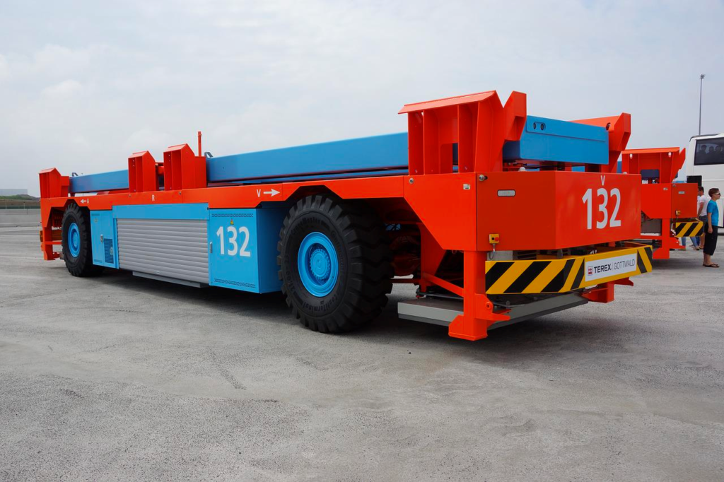 Automated guided truck used to carry containers