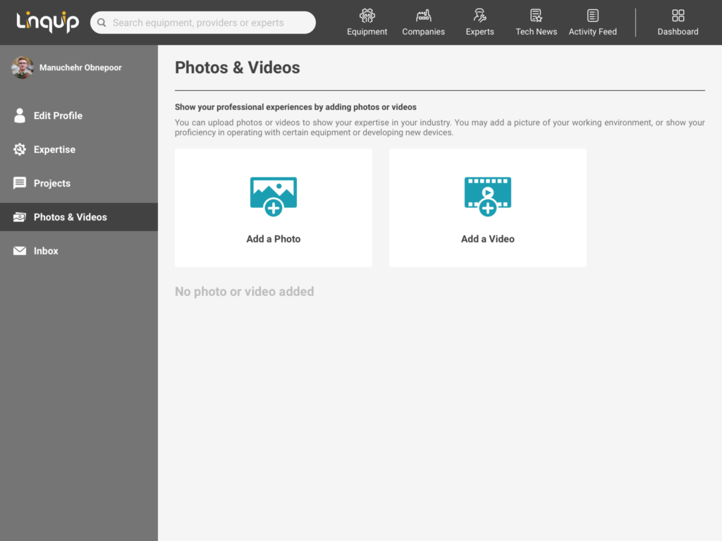 How to Add Photos Videos to My Profile on Linquip2
