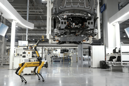 Image of a smart factory with AI technology. Creating the Hyundai vehicle with a singular motor robot arm. Taken from Pexels